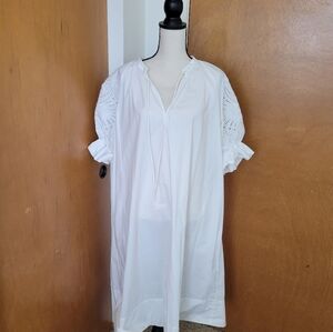 HM White Maxi Embroidered Dress Sz L